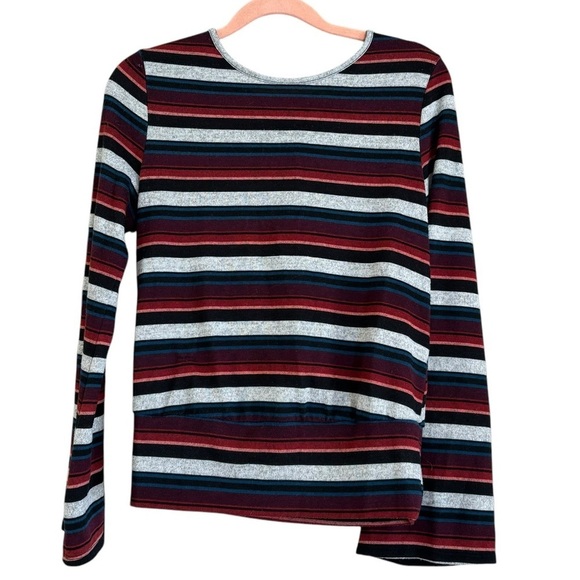 IN San Francisco Bell Sleeve Stripe Sweater Bow Back Women’s M Winter Blouse - Picture 5 of 13